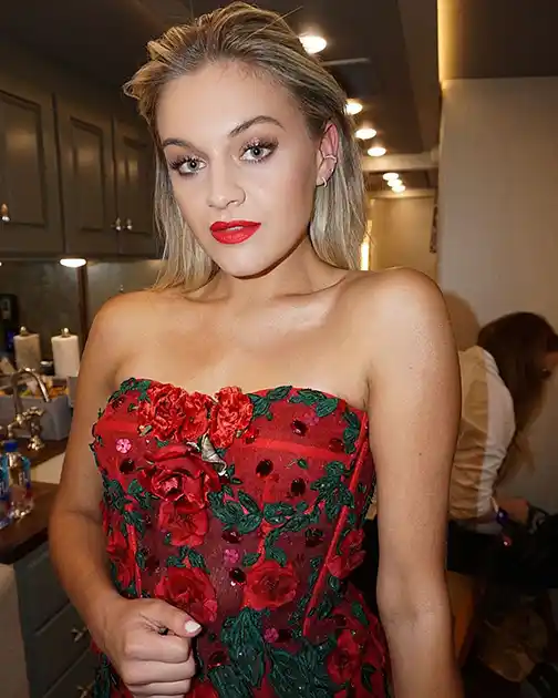 Kelsea Ballerini in a red dress